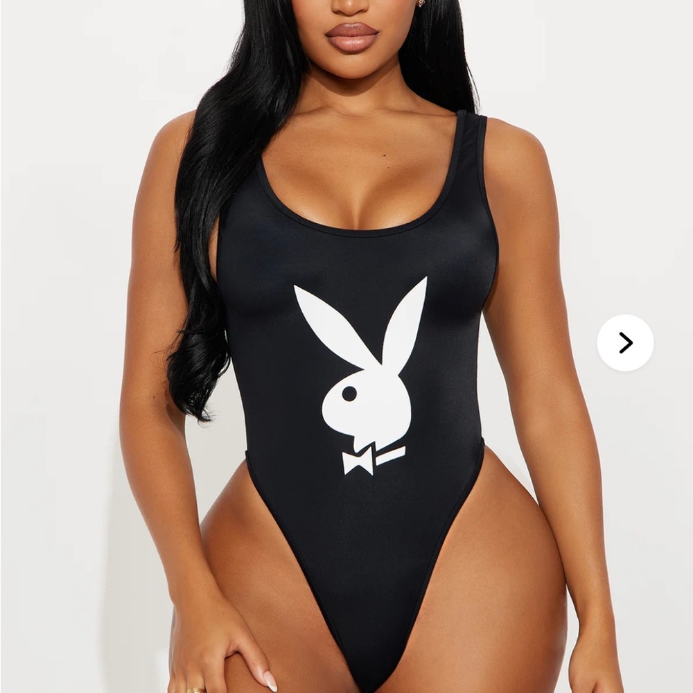 PLAYBOY Black and White Logo Bodysuit